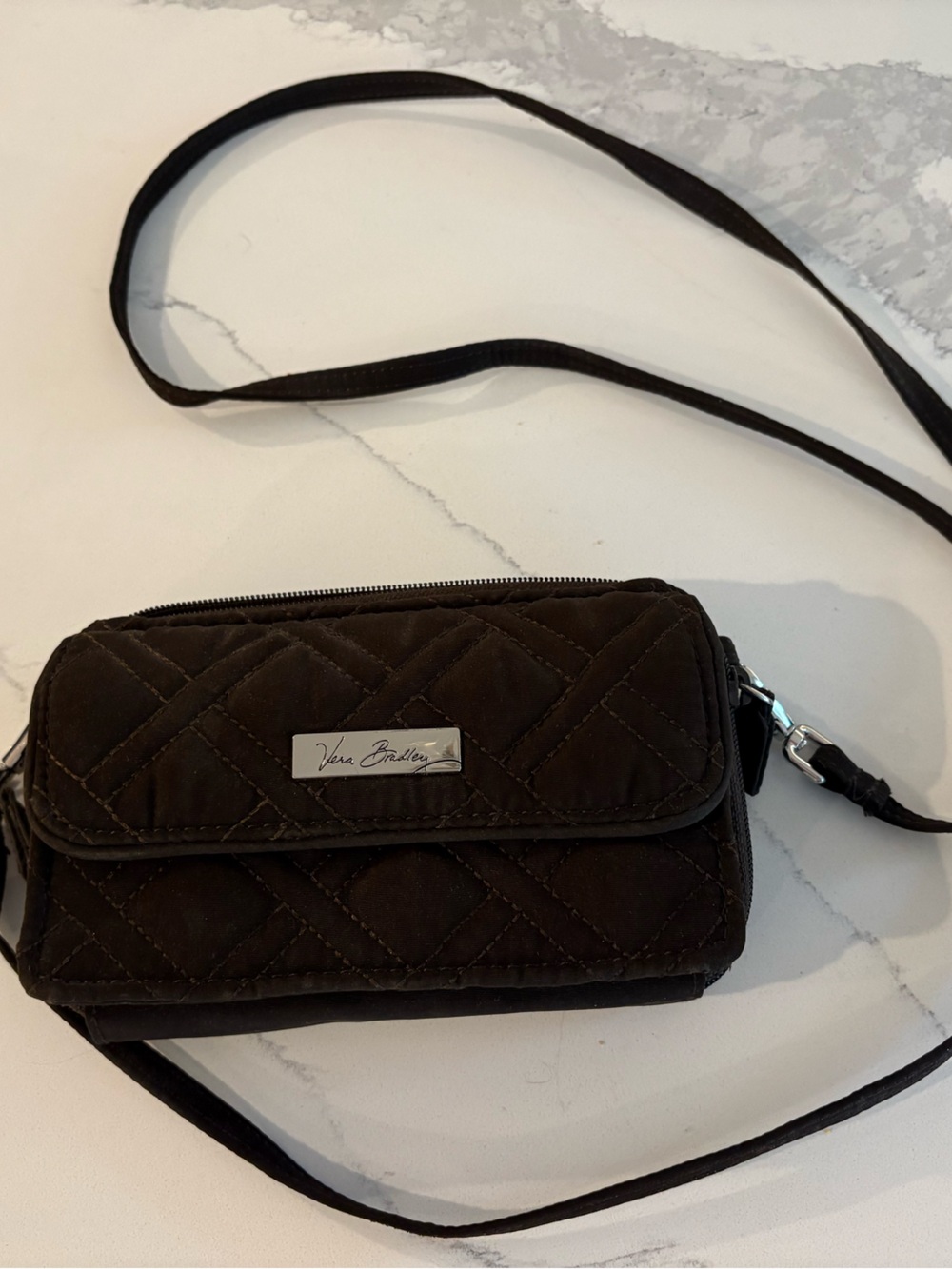Vera Bradley Quilted Crossbody in Dark Brown